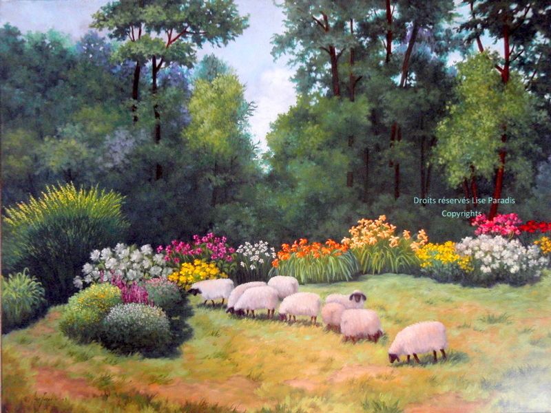 Pâturage endimanché 30 X 40 po. Huile  / Copyrights